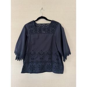 Weekend Max Mara Black Cotton Eyelet Top – Size 4 (US)